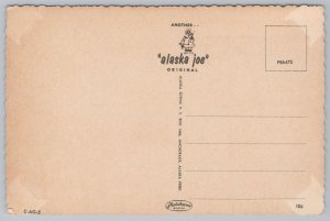 Alaska~State Flag Beside Snow-Capped Mountains~Poem Below~Continental Postcard