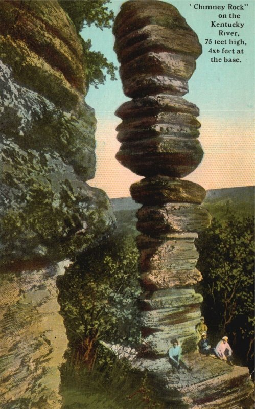 Vintage Postcard Chimney Rock On Kentucky River 75 ft. High 4 ft At The Base