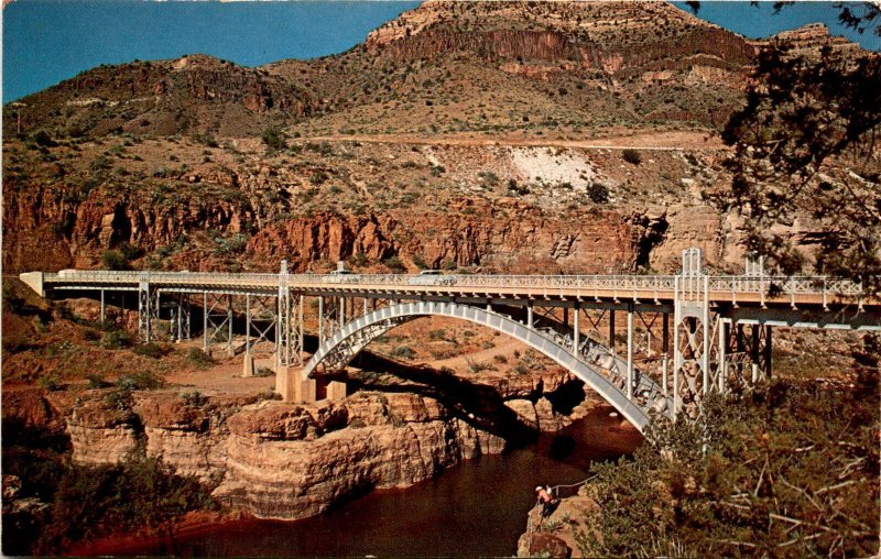 HIGHWAY BRIDGE, SALT RIVER CROSSING, ARIZONA, Petley Studios, Postcard