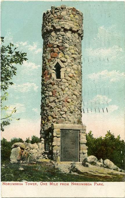 The Norumbega Tower - Newton MA, Massachusetts - pm 1907 at Boston