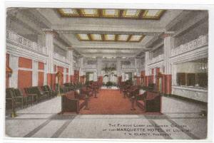 Lobby Ladies Gallery Marquette Hotel St Louis Missouri 1916 postcard