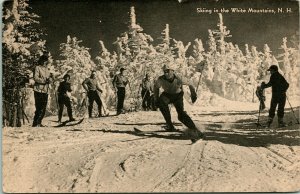 Vtg Postcard White Mountains New Hamshire NH Skiing in the White Mountains UNP