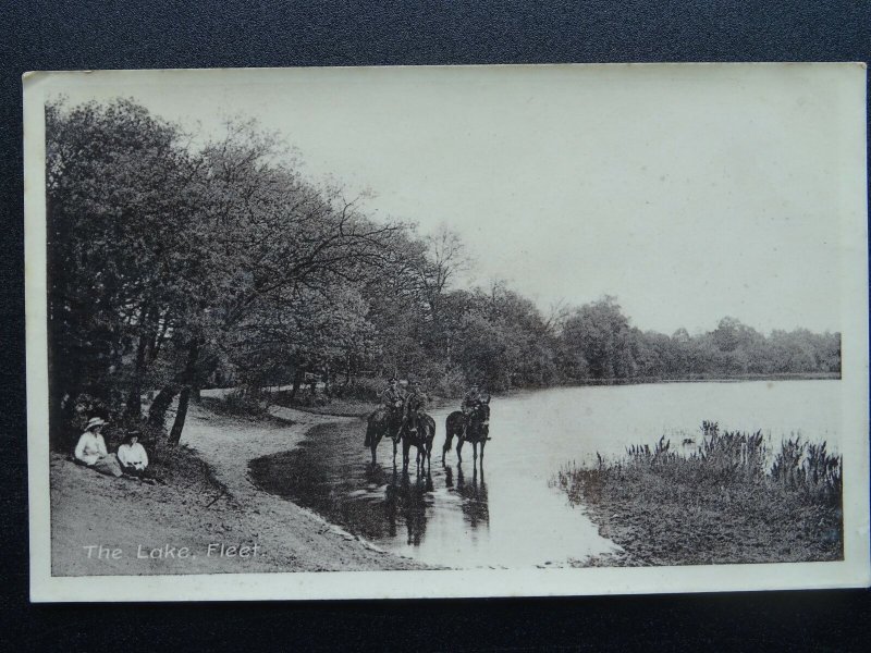 Hampshire FLEET The Lake shows SOLDIERS ON HORSES - Old Postcard by Frank Parker