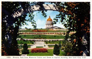 Utah Salt Lake City Memory Park From Memorial Tablet and Dome Of Capitol Buil...