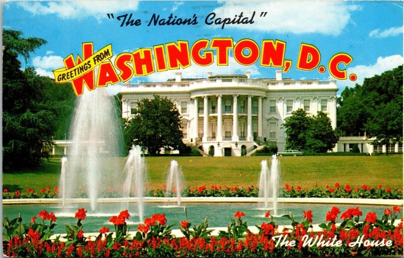 Greetings From Washington DC Nations Capital Postcard PM Portsmouth VA Cancel 