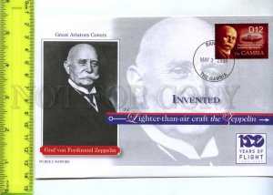 242102 GAMBIA 100 years FLIGHT PLANES Graf von ferdinand Zeppelin 2004 year FDC