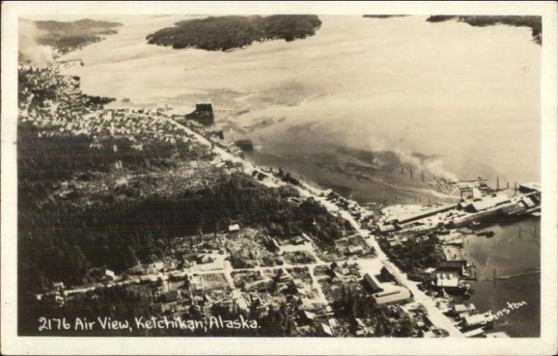 Ketchikan AK Aerial View #2176 c1950 Real Photo Postcard