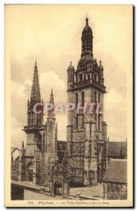 Old Postcard Pleyben Three towers