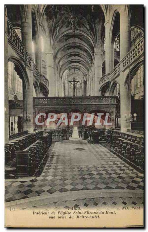 Old Postcard Paris Interior L & # 39Eglise Saint Etienne Du Mont Vue Prize of...