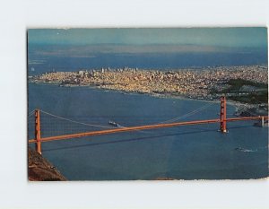 Postcard Air View of Golden Gate Bridge San Francisco California USA