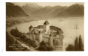 Switzerland - Veytaux. Chateau de Chillon on Lake Geneva  RPPC