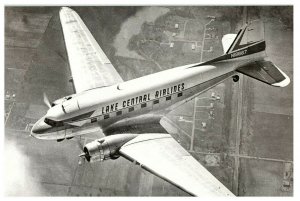 Aerial View Lake Central Airlines Douglas DC-3 International Air Museum Postcard