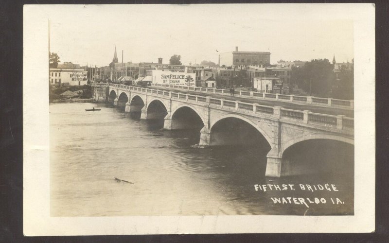 RPPC WATERLOO IOWA FIFTH STREET BRIDGE VINTAGE REAL PHOTO POSTCARD