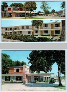 2 Postcards DAYTONA BEACH, Florida FL ~ Roadside BEL AIRE MOTEL 1960s-70s Cars