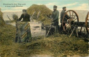 1914 Farm Agriculture Threshing 1st Crop Postcard 22-5820