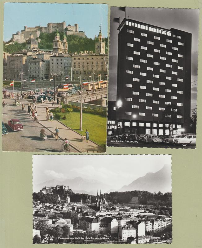 SALZBURG RPPC Post Cards Austria Panorama Hotel Europa