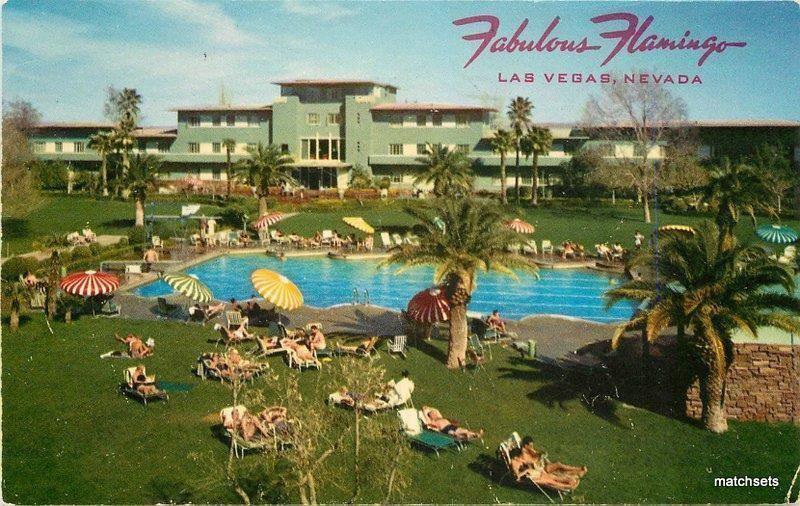 1959 Flamingo Hotel pool Las Vegas Nevada Crocker postcard 6001