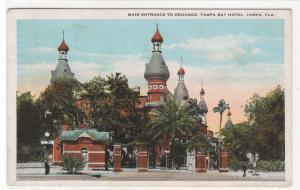 Main Entrance Tampa Bay Hotel Tampa Florida 1923 postcard