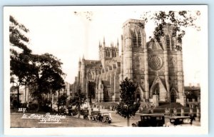 RPPC SYDNEY, AUSTRALIA ~ View of ST. MARY'S BASILICA c1930s Real Photo Postcard