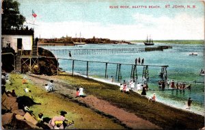 Canada Blue Rock Beattys Beach St John New Brunswick Vintage Postcard 09.79