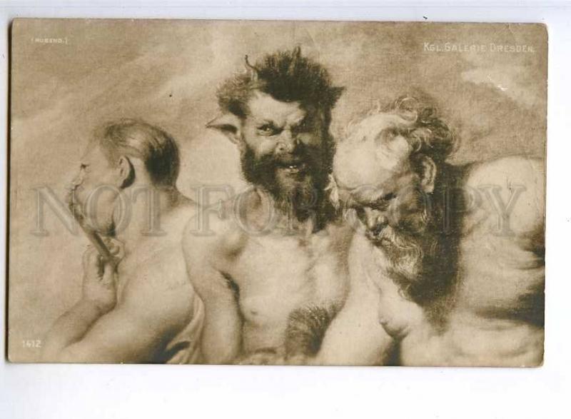 244308 Charming Satyr FAUN Pan by RUBENS vintage PC