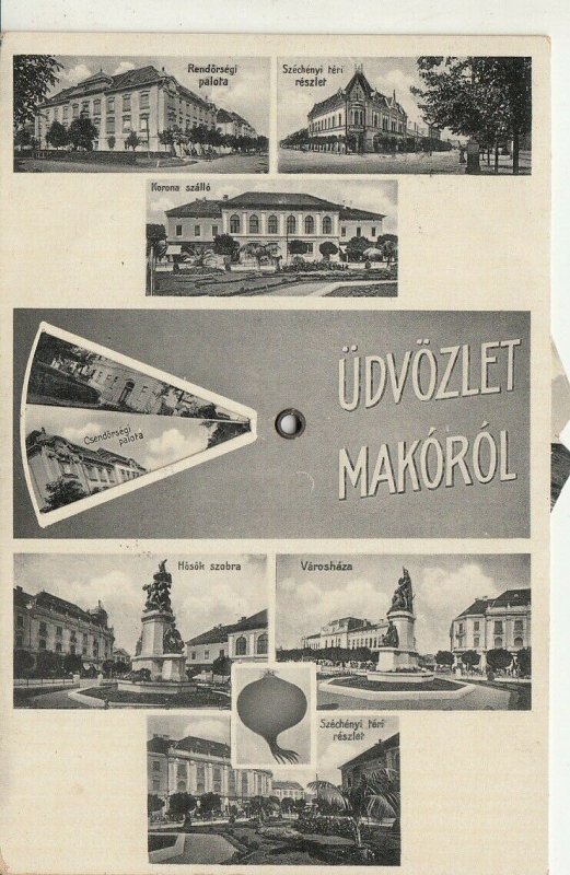 Hungary mechanical vintage postcard multi views Mako Macau 1937 RARE 