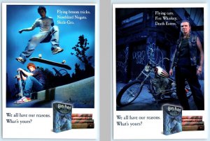 2 Postcard HARRY POTTER Order of the Phoenix ADVERTISING Skater Motorcycle 4x6