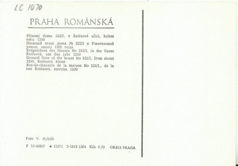 Czech Republic Postcard - Praha Romanska - Ground Floor of The House  Ref TZ5382