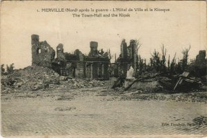 CPA MERVILLE - L'Hotel de Ville et le Kiosque (136029)