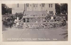 Iowa West Bend The War Memorial Fountain Real Photo