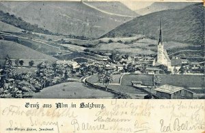 ALM SALZBURG AUSTRIA~PANORAMA VIEW~1900 GREGOR FITCHER POSTCARD