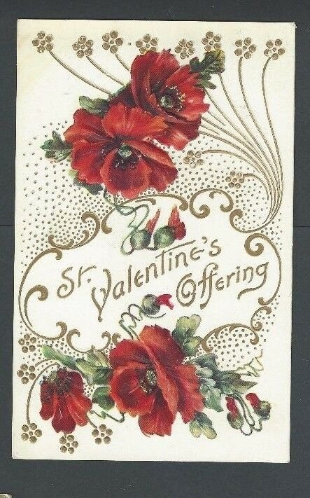 Ca 1906 PPC St Valentines Greeting Embossed Multi-Colored Mint