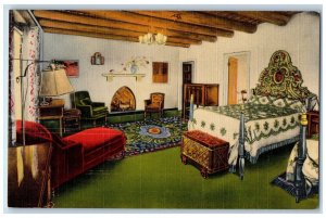 1940 Interior Suite Bed Room La Fonda Hotel Santa Fe New Mexico Vintage Postcard