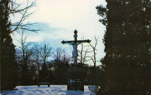 Winter Sunset and Crusifix at Shrine of St. Joseph in Stirling, New Jersey