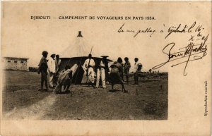 PC CPA DJIBOUTI / SOMALIA, CAMPEMENT DE VOYAGEURS, Vintage Postcard (b13938)