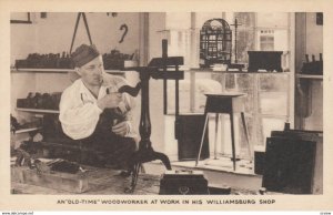 WILLIAMSBURG, Virginia, 1910s; An Old-Time Woodworker at Work in His Shop