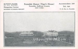Ferndale Manor Ferndale NY Non postcard backing