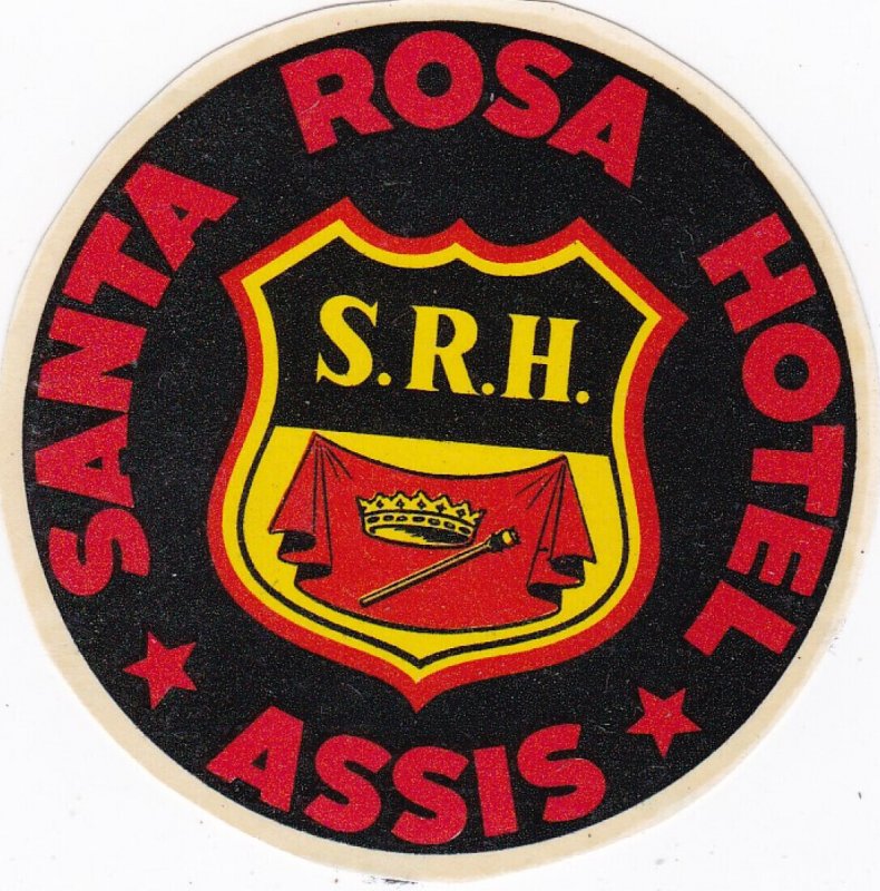 Brazil Assis Santa Rosa Hotel Vintage Luggage Label sk2156