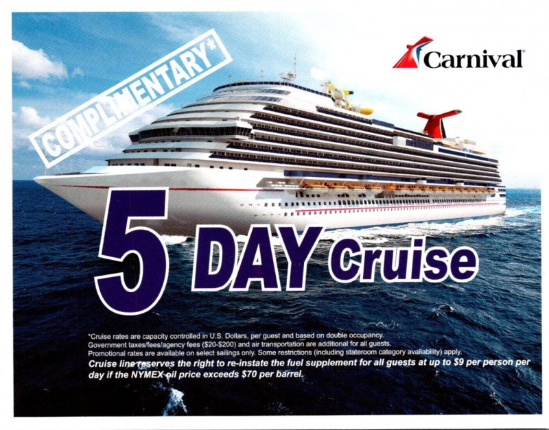 Ships Carnival 5 Day Cruise Ticket Confirmation For Martha Sennema