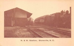 N. & W. STATION TRAIN DEPOT STONEVILLE NORTH CAROLINA POSTCARD (c. 1910)