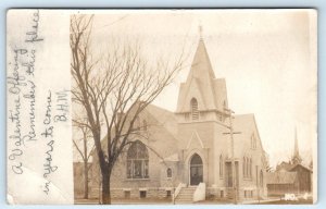 RPPC BYRON, Illinois IL ~ CONGREGATIONAL CHURCH c1900s Ogle County Postcard
