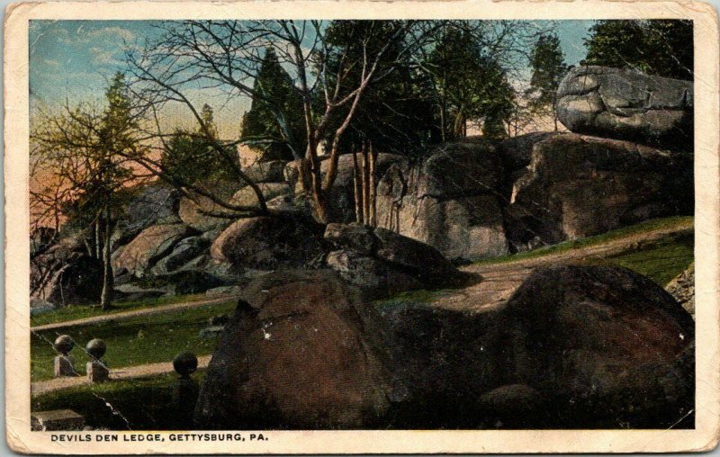 Postcard Devil's Den Ledge Gettysburg Pennsylvania 1920 Civil War Natural 1256