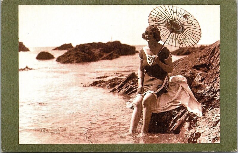 Bathing Fashion Plymouth July 1921 Postcard Nostalgia UNP VTG Yesterdays Britain 