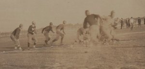 Portage WISCONSIN RPPC 1917 FOOTBALL GAME UNDERWAY Players Tackling WI KB