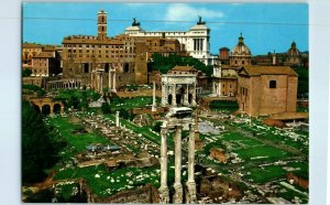 Roman Forum, Rome, Italy Vintage Aerial View Postcard