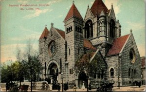 St Louis Missouri~2nd Presbyterian Church~Congregants Leave Service~Auto~c1910 