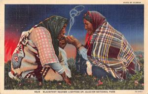 Glacier National Park Blackfoot Squaws Native Americana Antique Postcard J44943