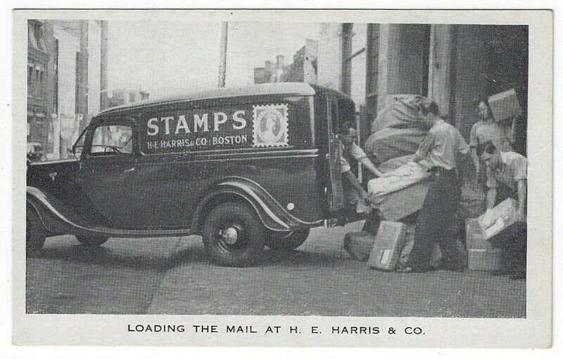 Boston,  MA, Vintage Postcard View of Loading The Mail at H. E. Harris & Co.