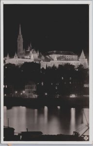 Hungary Budapest Fisherman's Bastion Illuminated Vintage RPPC C142