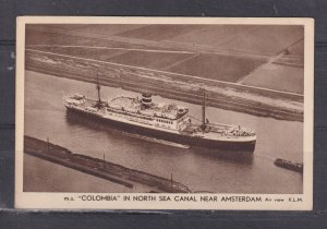 NETHERLANDS SHIP  M.S. COLOMBIA , KNSM LINE, c1930 ppc., unused.